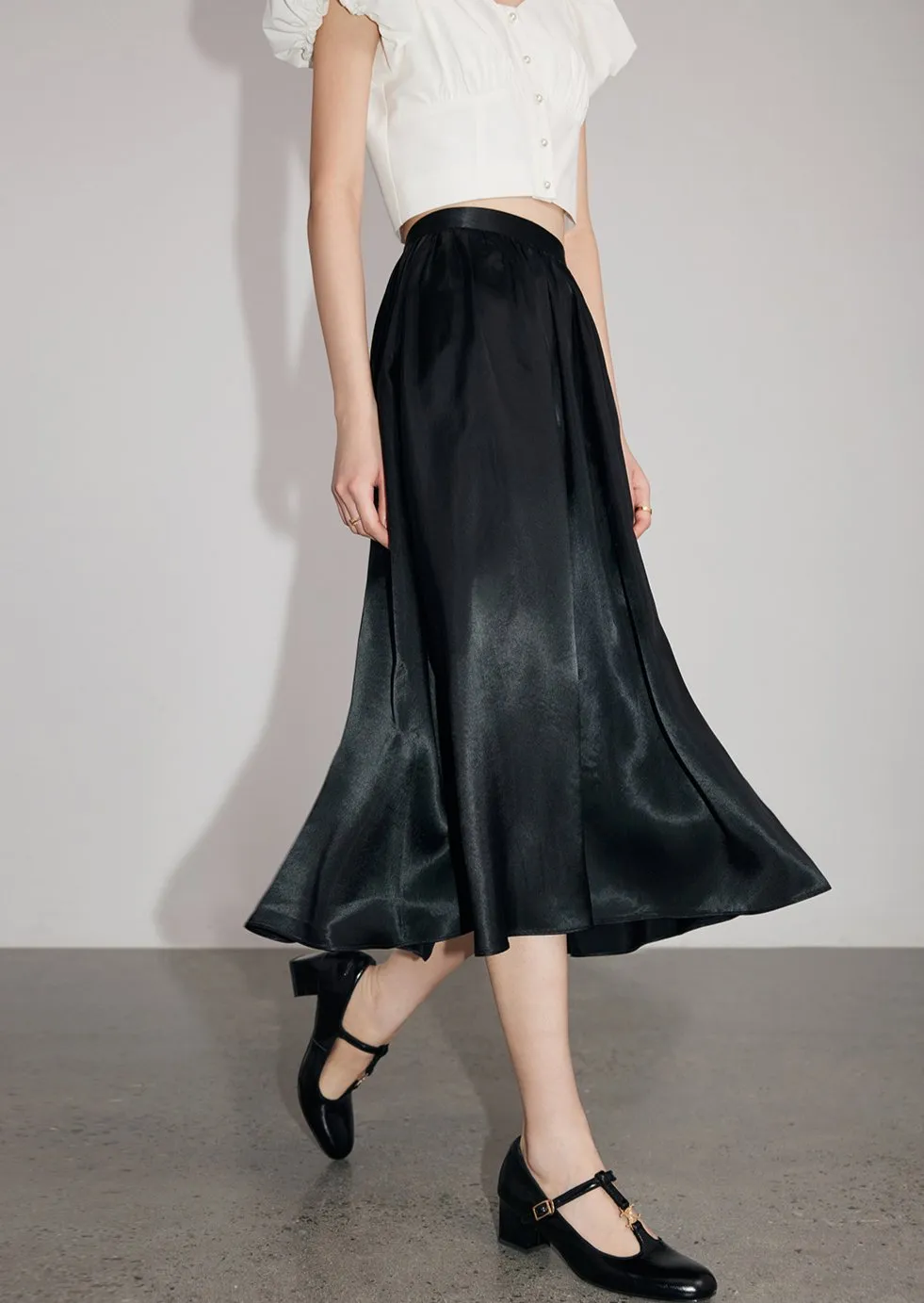 SATIN RETRO SLIM HIGH WAIST SKIRT