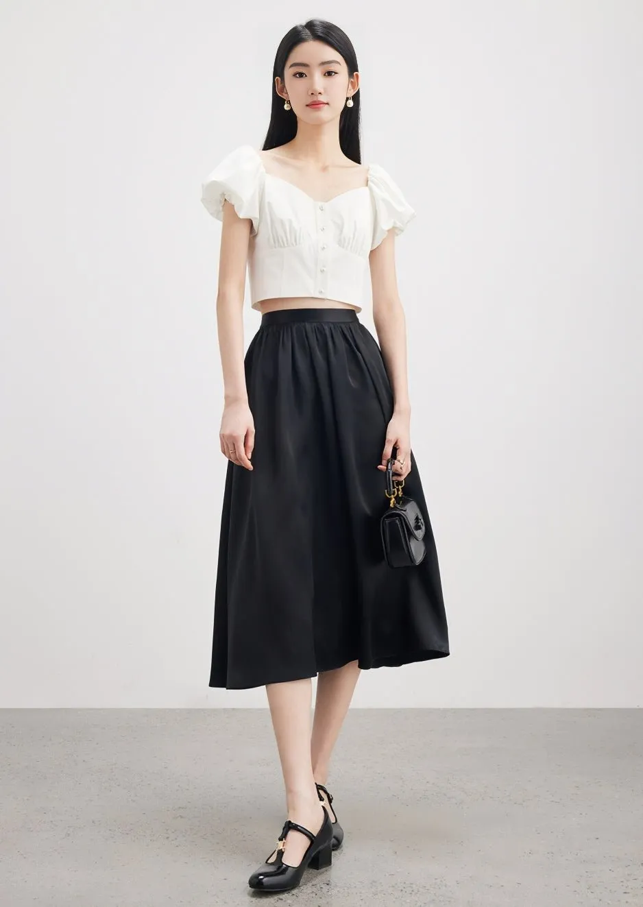 SATIN RETRO SLIM HIGH WAIST SKIRT