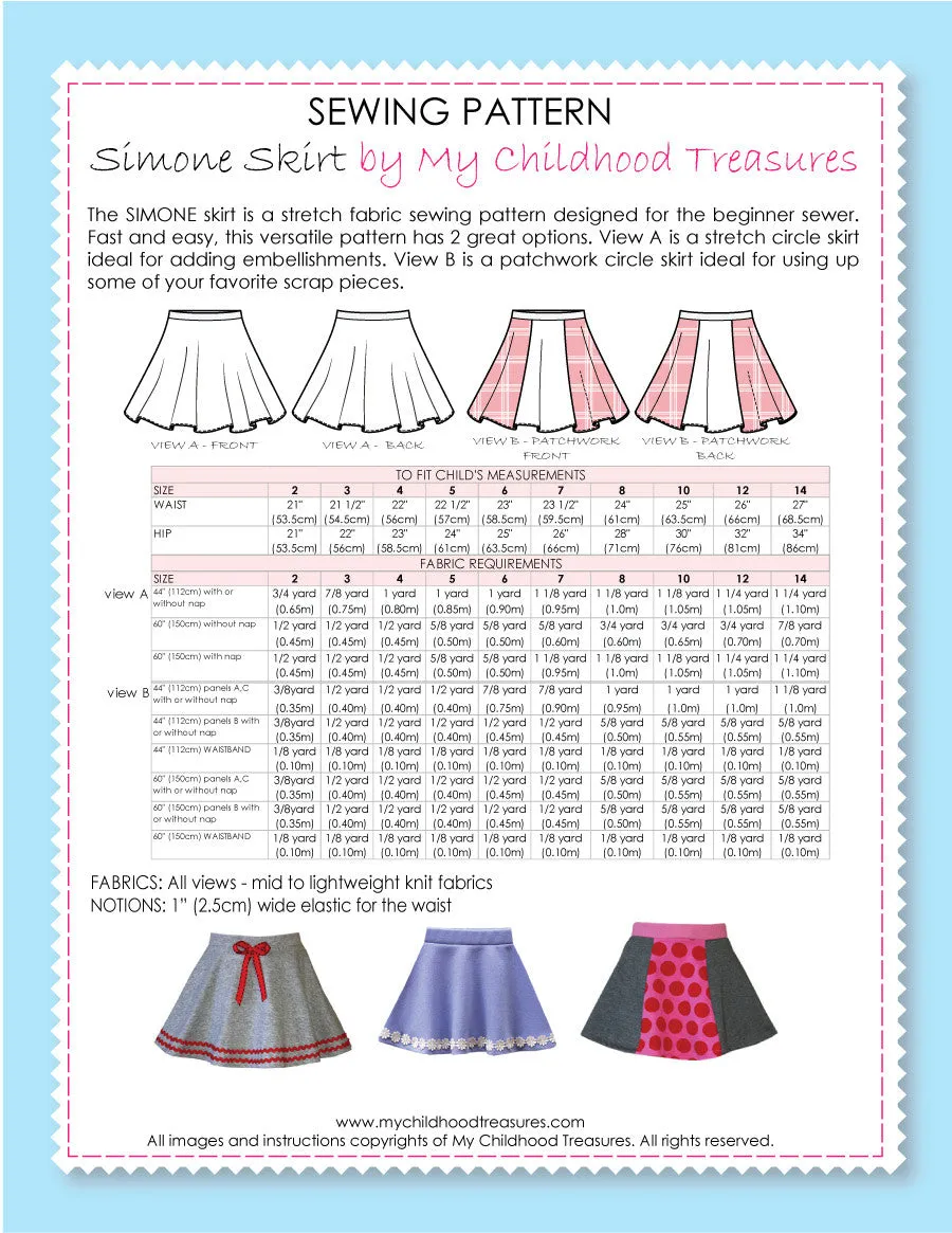 SIMONE - Easy Girls Circular Skirt Sewing Pattern - Stetch