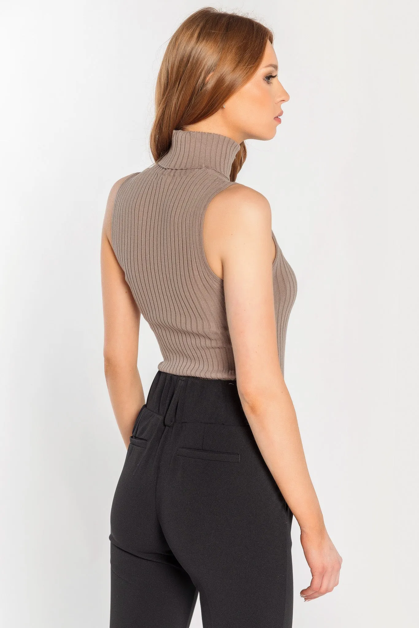 Sleeveless Ribbed Turtleneck