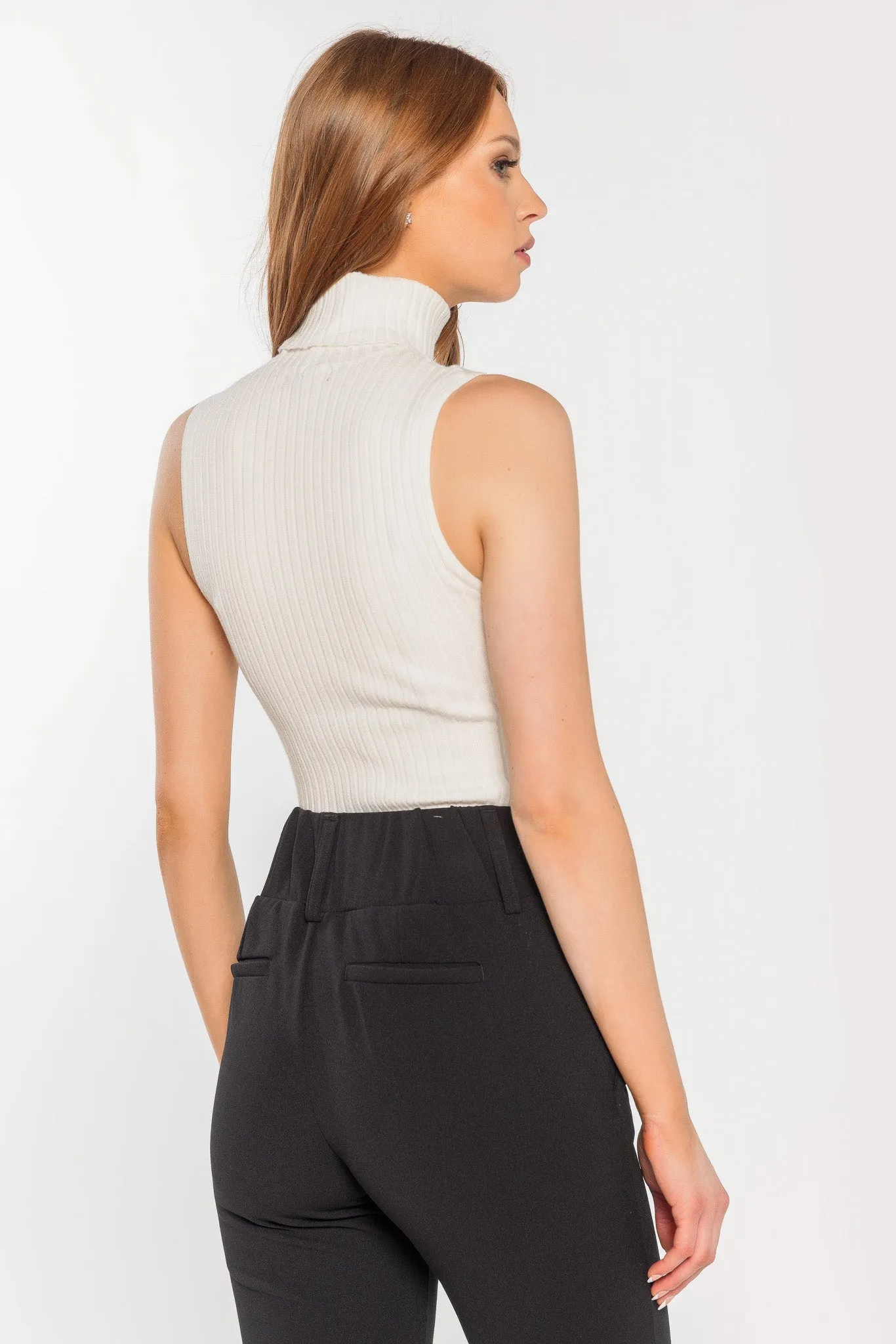 Sleeveless Ribbed Turtleneck