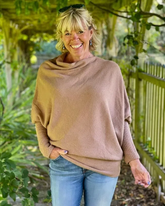 Soft Knit Asymmetric Jumper - Coffee