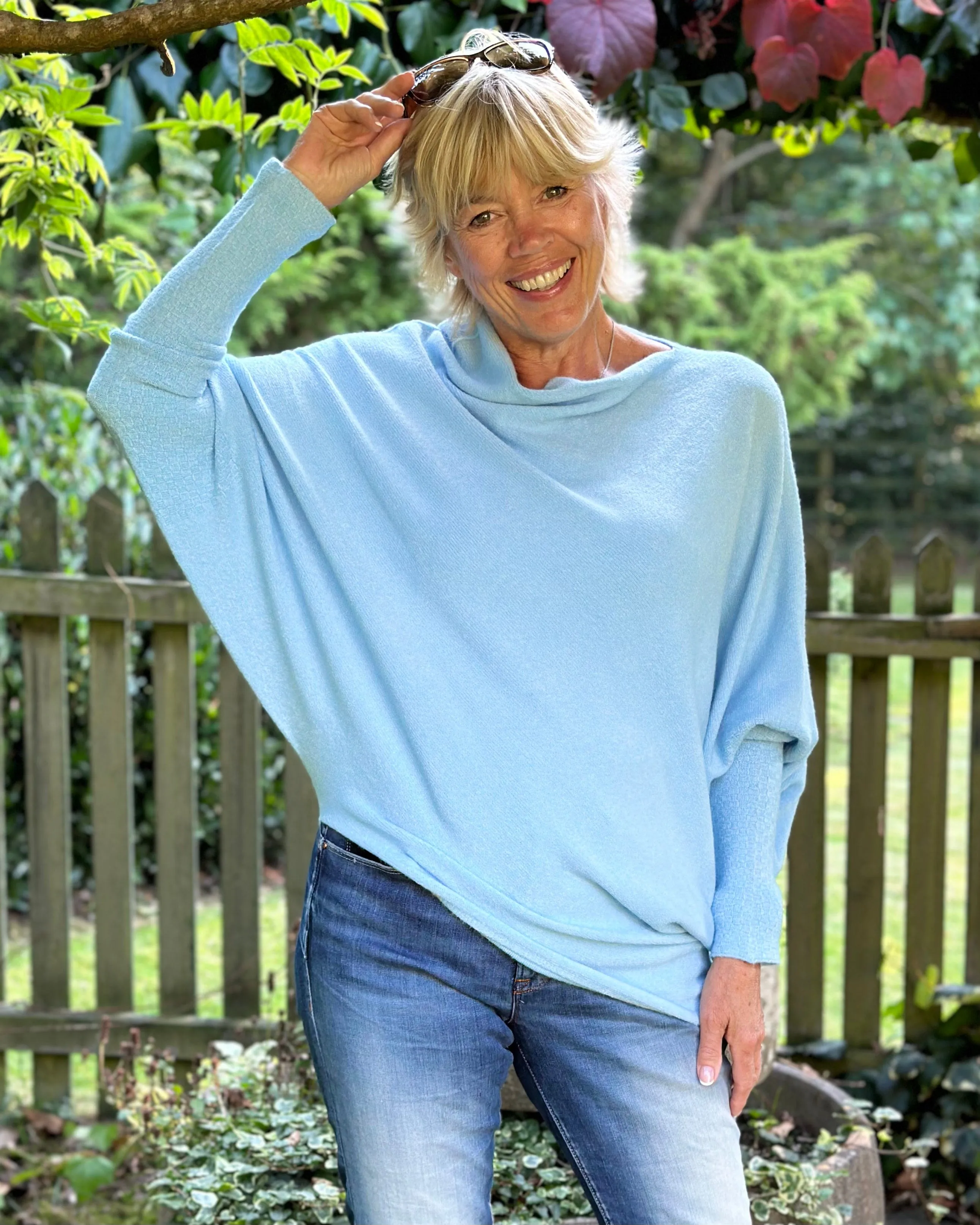 Soft Knit Asymmetric Jumper - Pale Blue