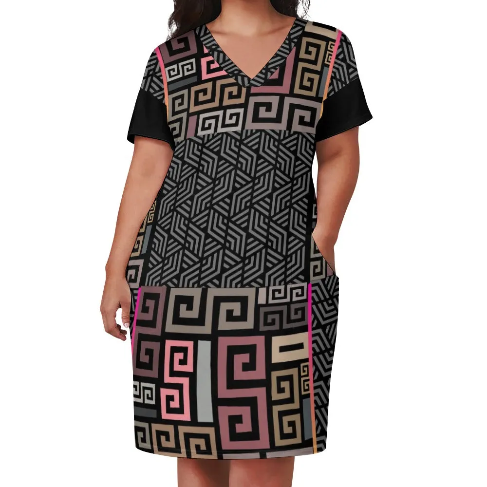 Squared Loose Voluptuous ( ) Pocket Plus Size Dress