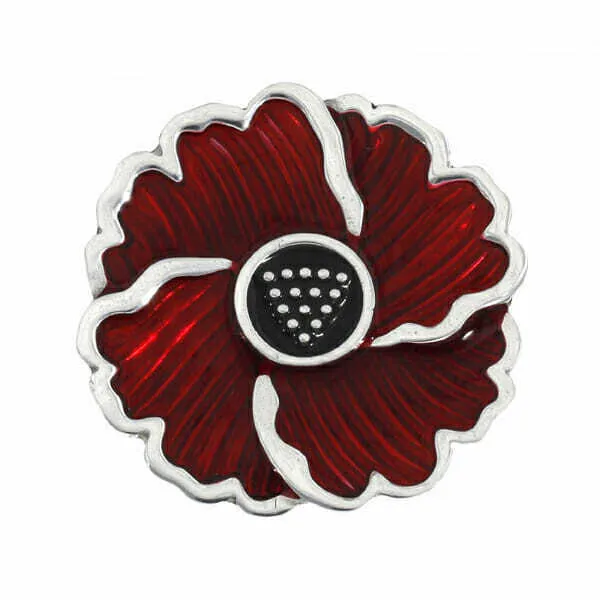 ST JUSTIN PEWTER Cornish Red Flower Brooch