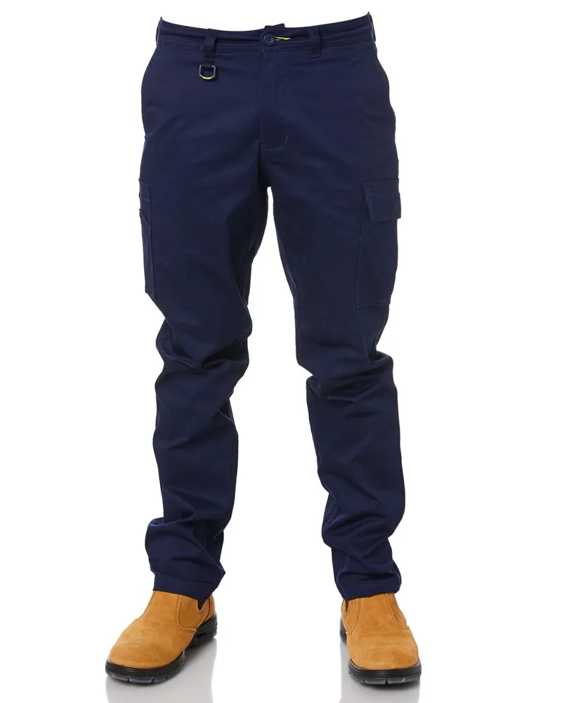 Stretch Cotton Drill Cargo Pants - Navy