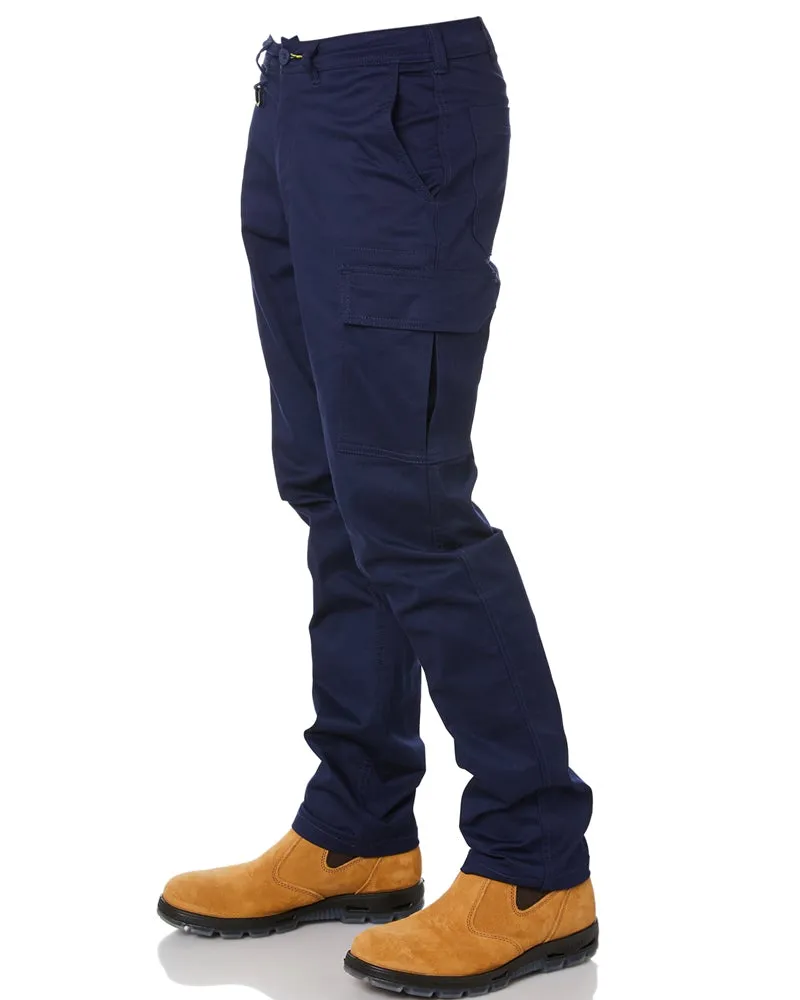 Stretch Cotton Drill Cargo Pants - Navy