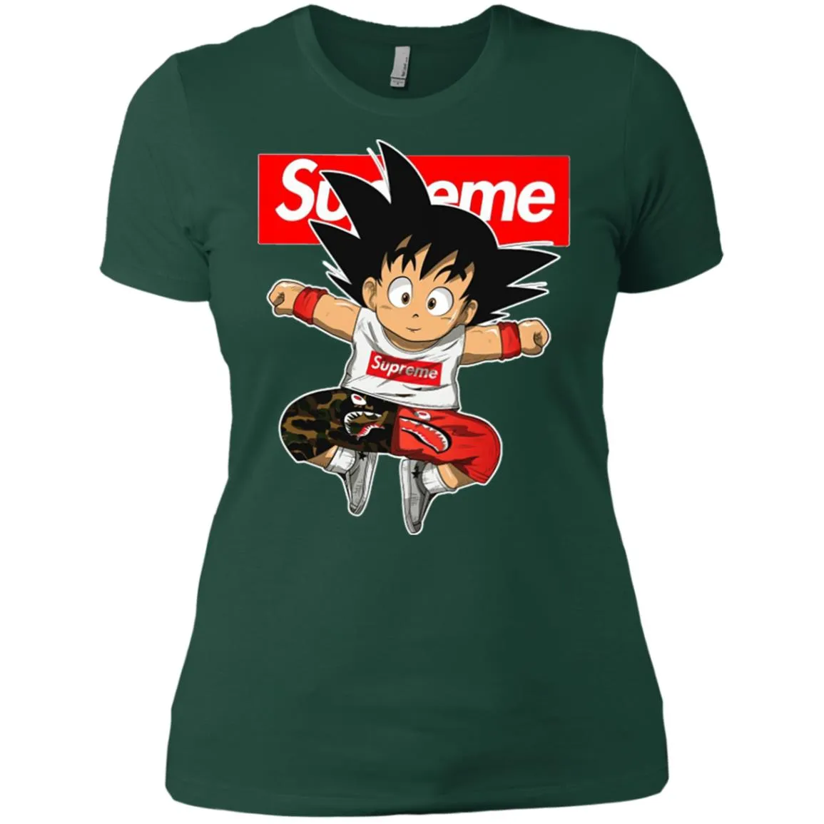 Supreme Dragon Ball Goku T-shirt Women Cotton T-Shirt