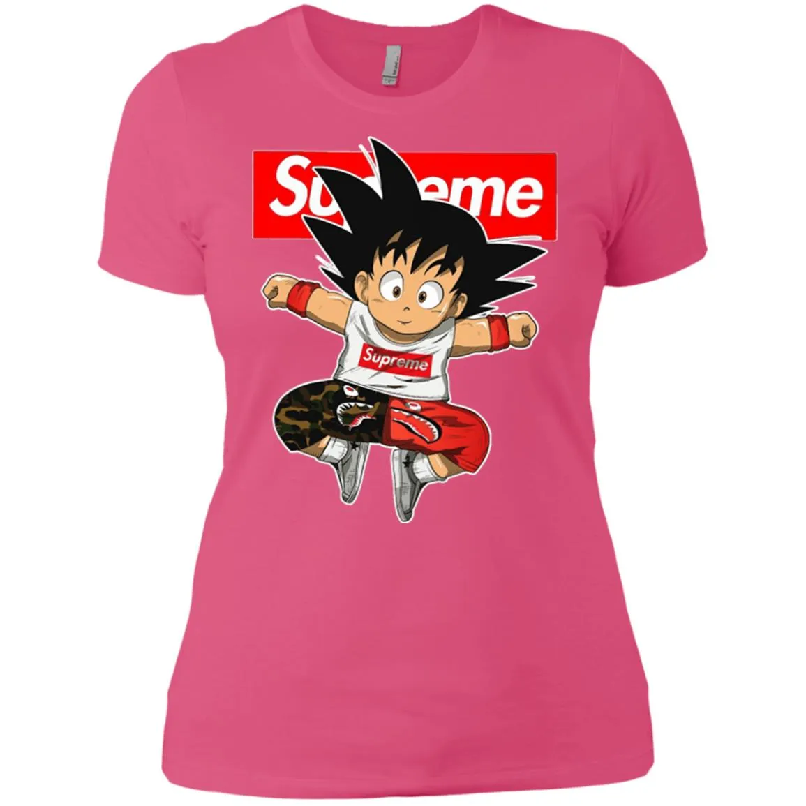 Supreme Dragon Ball Goku T-shirt Women Cotton T-Shirt