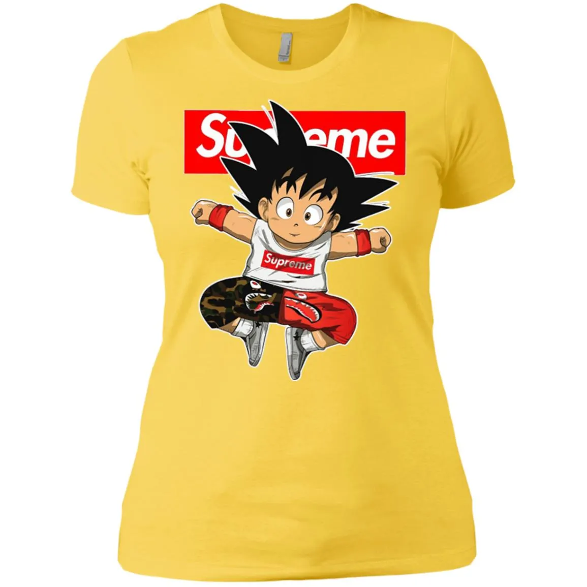 Supreme Dragon Ball Goku T-shirt Women Cotton T-Shirt