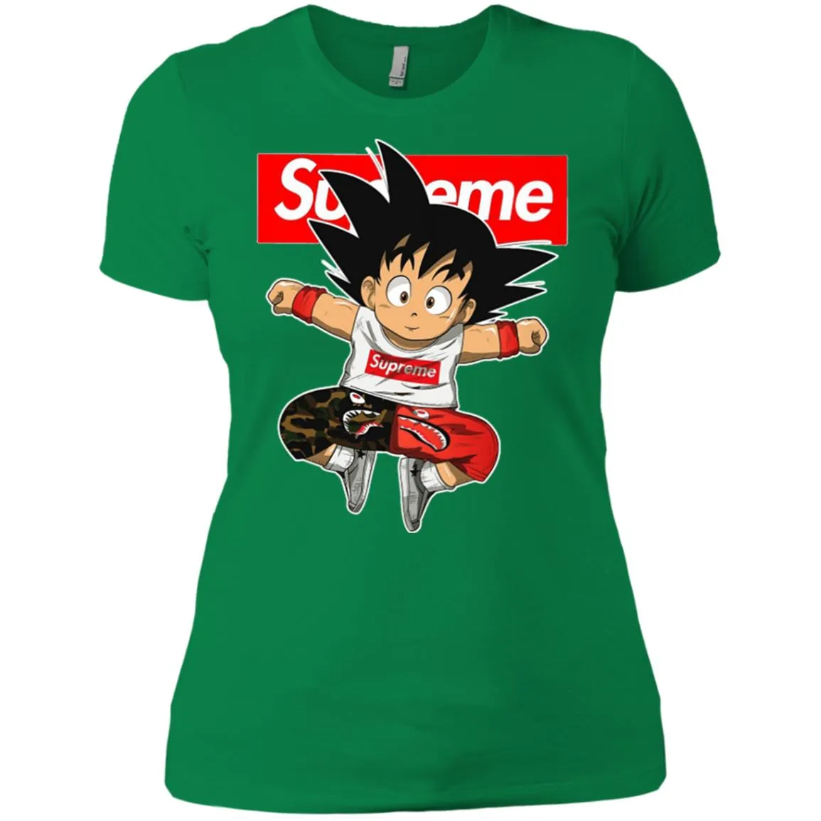 Supreme Dragon Ball Goku T-shirt Women Cotton T-Shirt