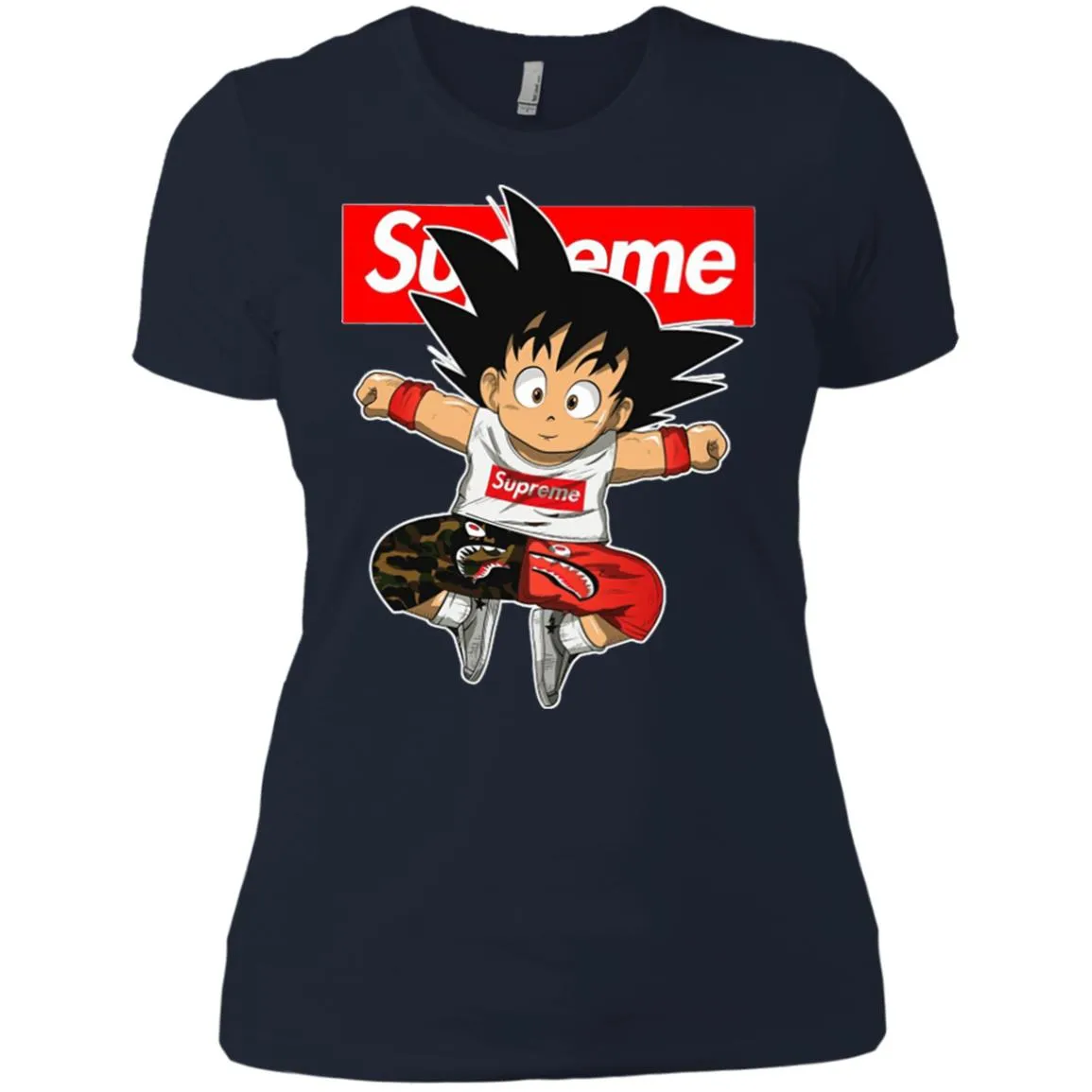 Supreme Dragon Ball Goku T-shirt Women Cotton T-Shirt