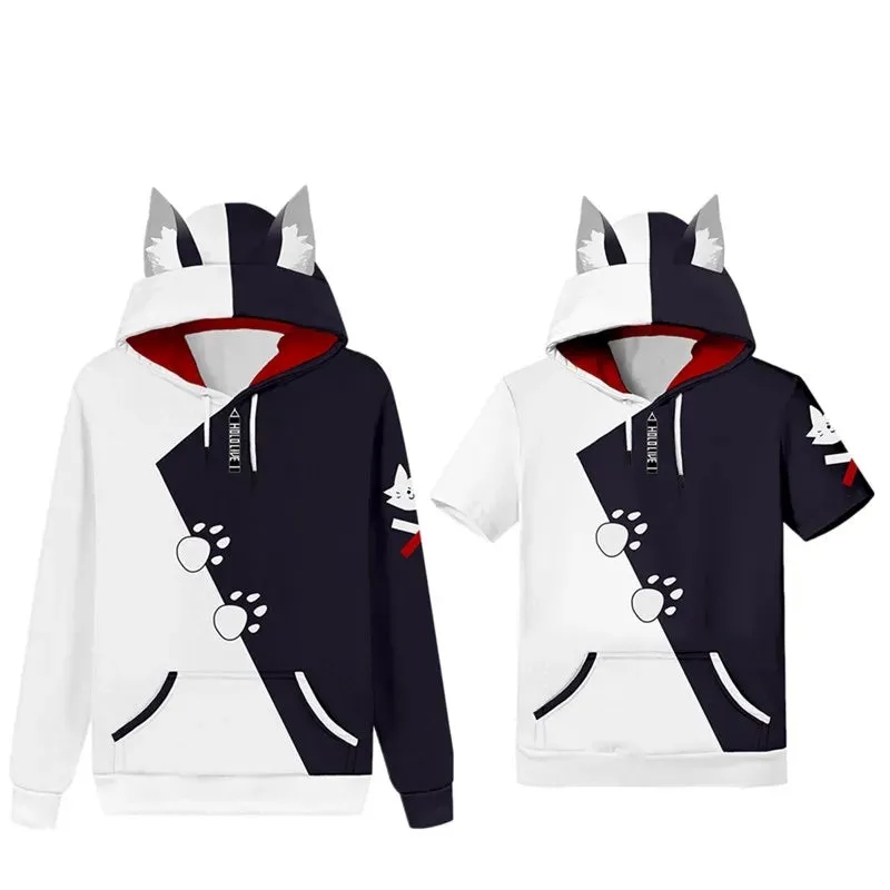 Sweatshirt Men Women Casual Short Sleeve Hooded Pullover T-shirt Coat