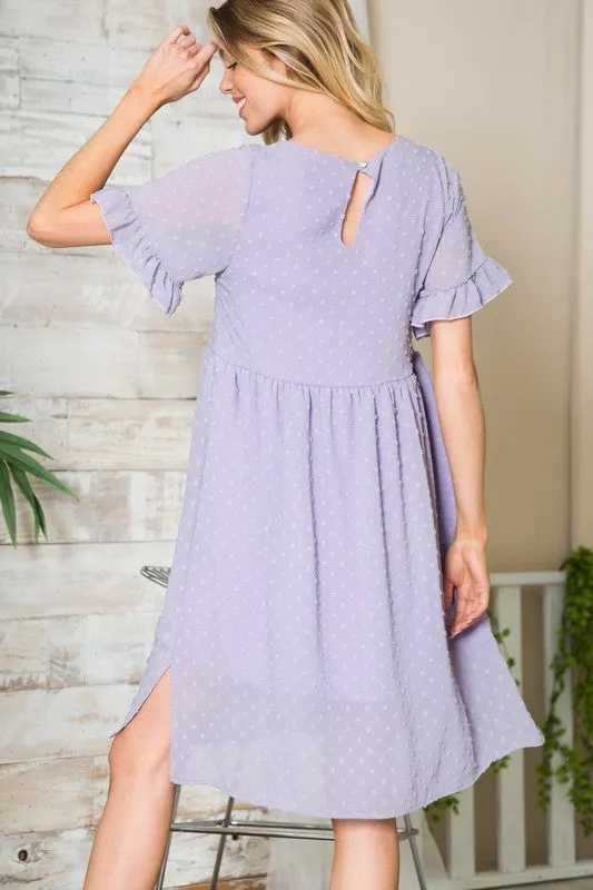 Swiss Dot Chiffon Ruffle Sleeve Babydoll Dress