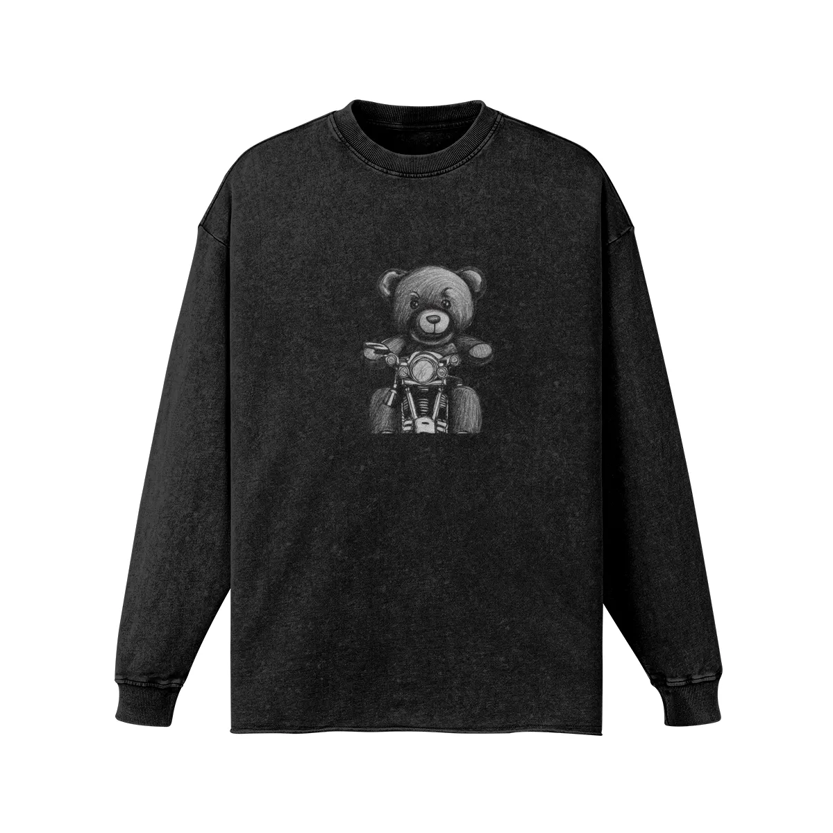 Teddy Ride 260GSM Unisex Raw Hem Faded Long Sleeve T-shirt