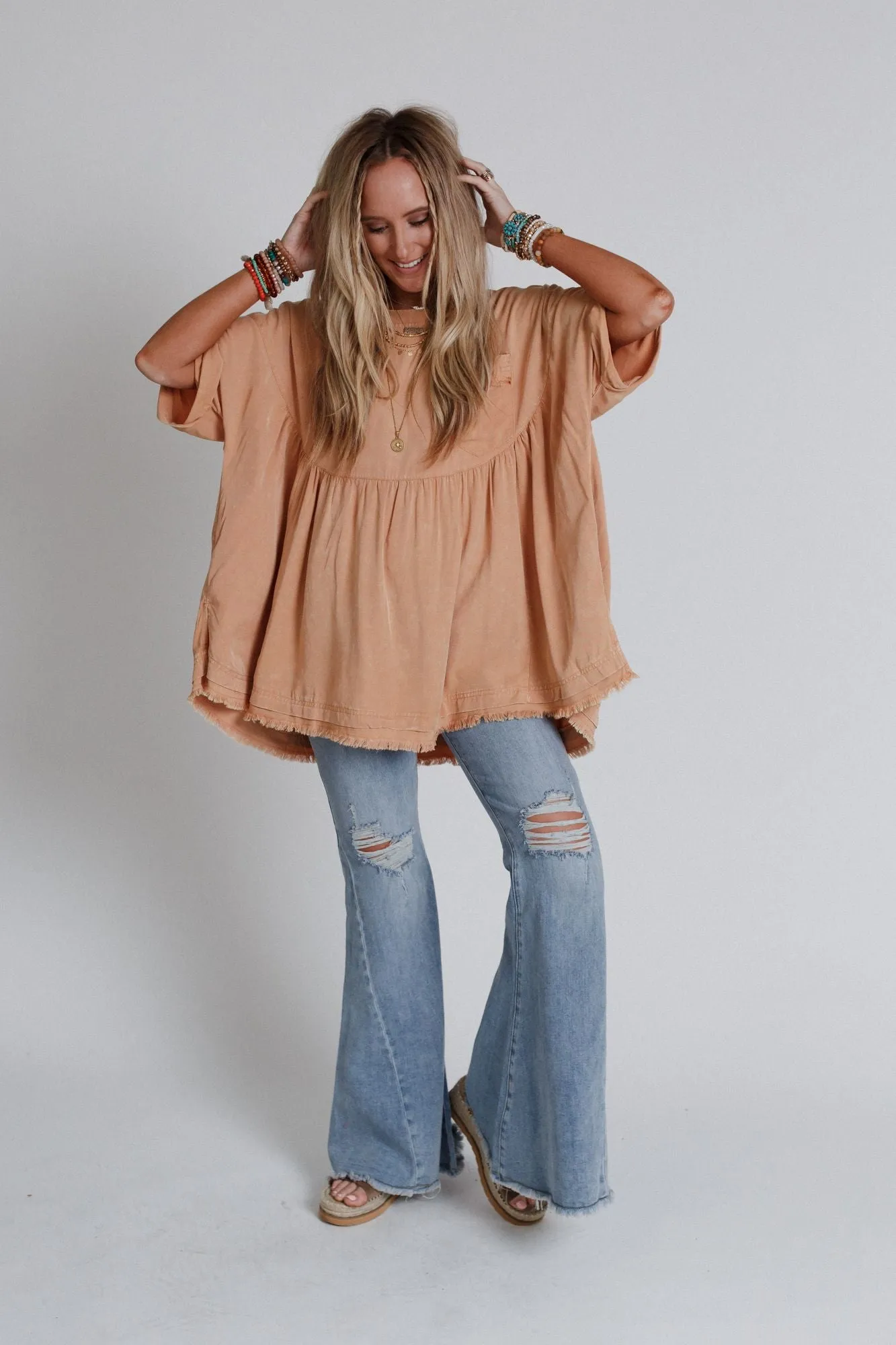 The Good Life Oversized Top - Peach