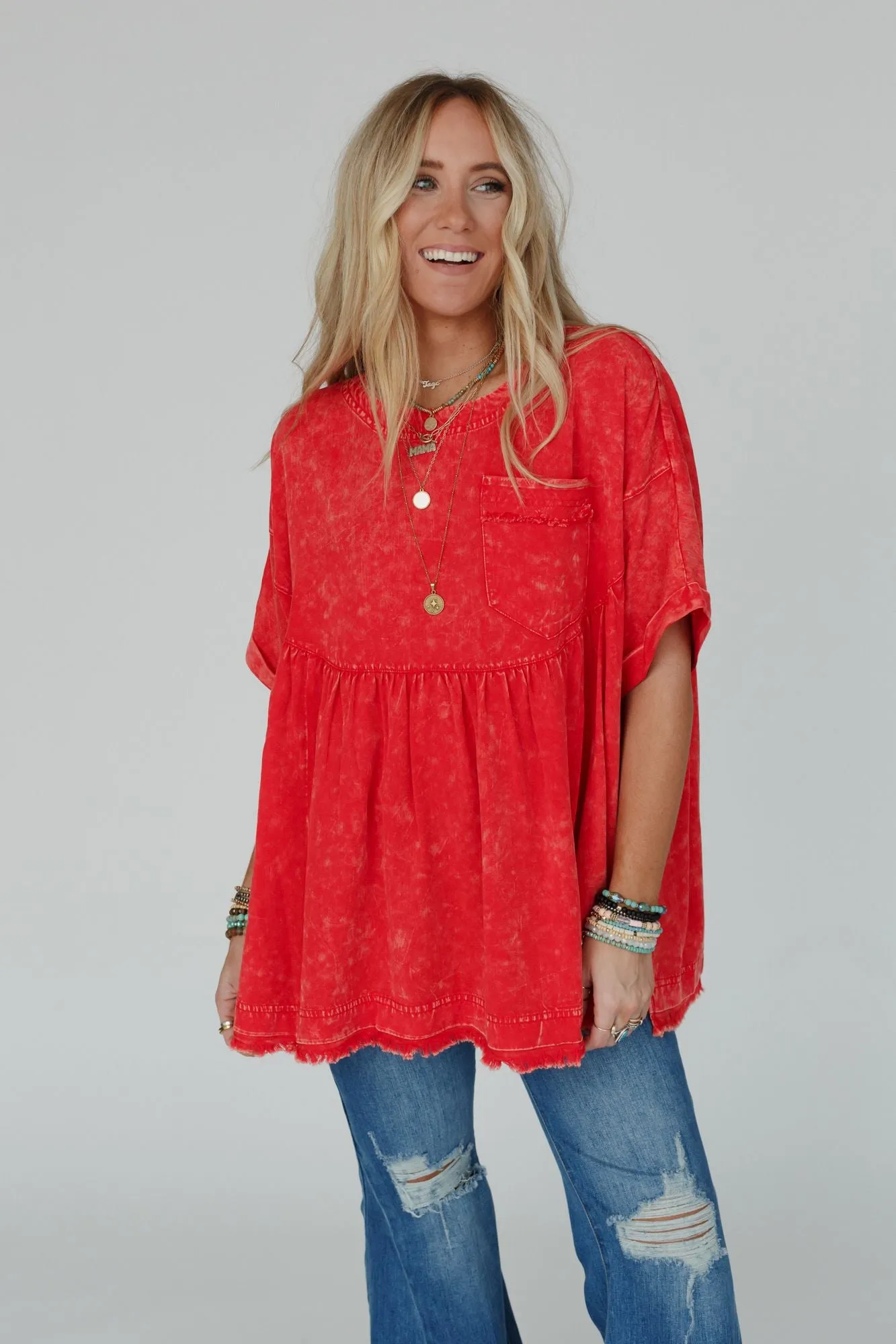 The Good Life Oversized Top - Red