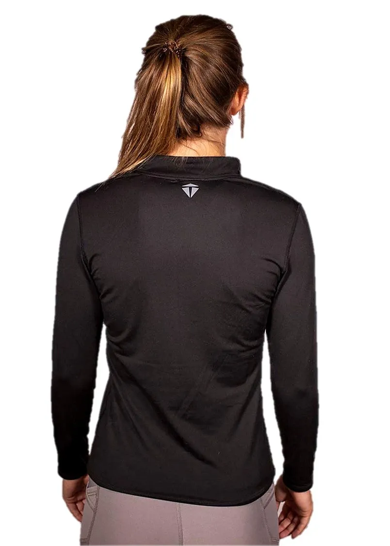 THEUS Sleek Fit Women's 1/4 Zip Long Sleeve Micro Fleece Interior Running Shirt