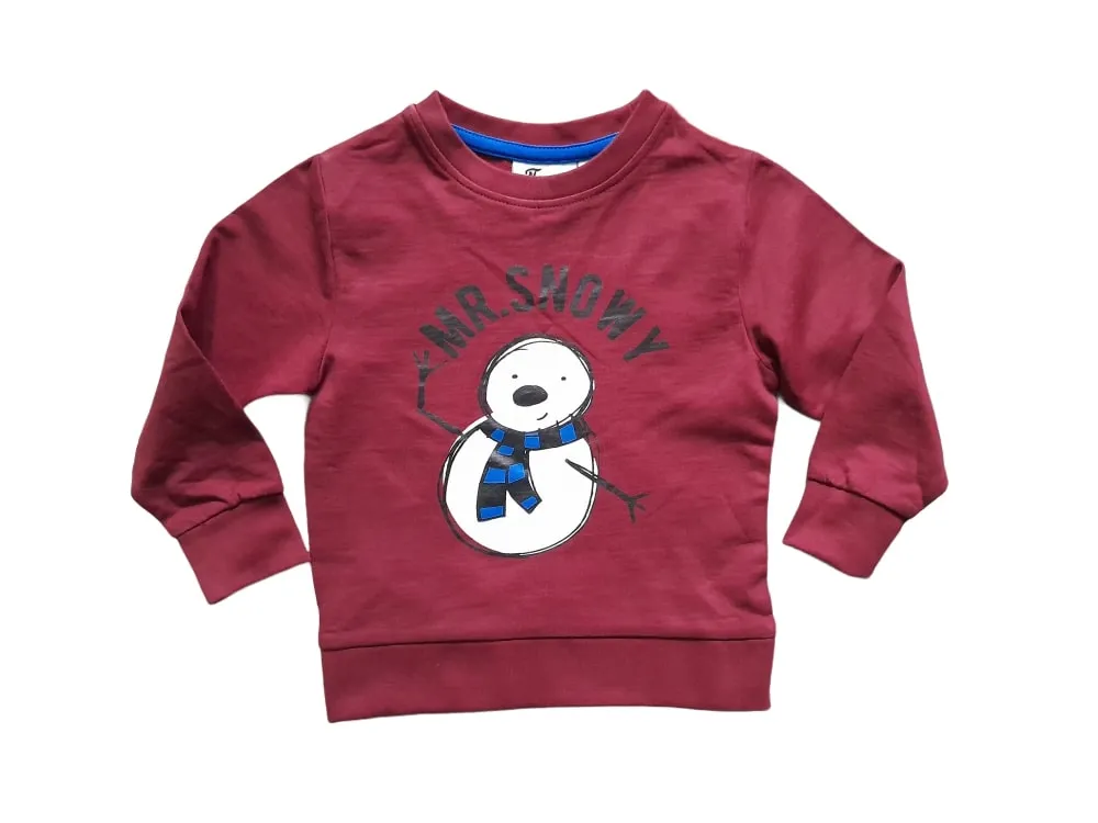 Thomas Crown Burgundy Mr Snowy Baby Boys Jumper