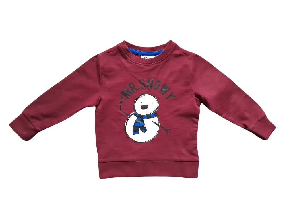 Thomas Crown Burgundy Mr Snowy Baby Boys Jumper