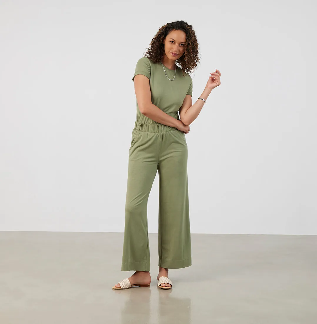 Threshold Wide Leg Pants Petite Fit - Sage Green