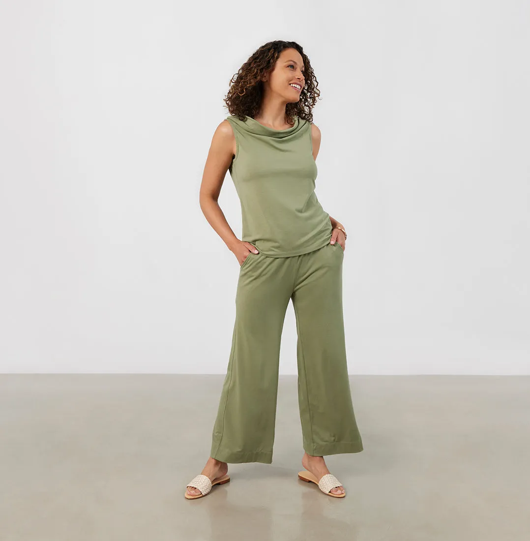 Threshold Wide Leg Pants Petite Fit - Sage Green