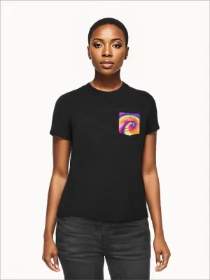 Tie-Dye Moon Classic Pocket Black T-Shirt