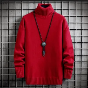 Trendy Winter Turtleneck Cashmere Sweater for Men - Plush & Warm Solid Colour Pullover