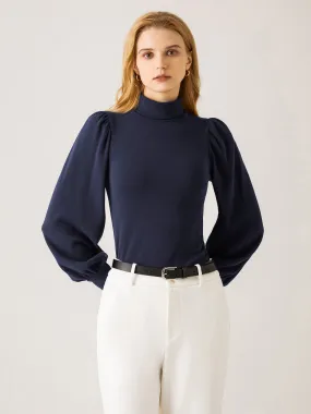 Turtleneck Puff Sleeve Top