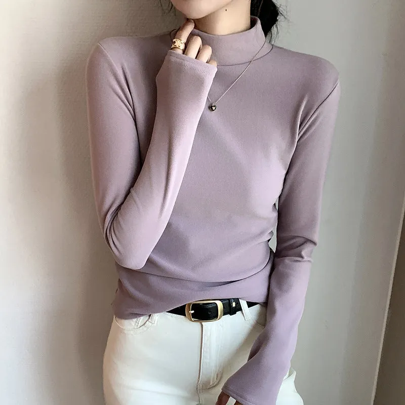 Victoria™ | Long Sleeve Cozy Luxury Velvet Turtleneck Top