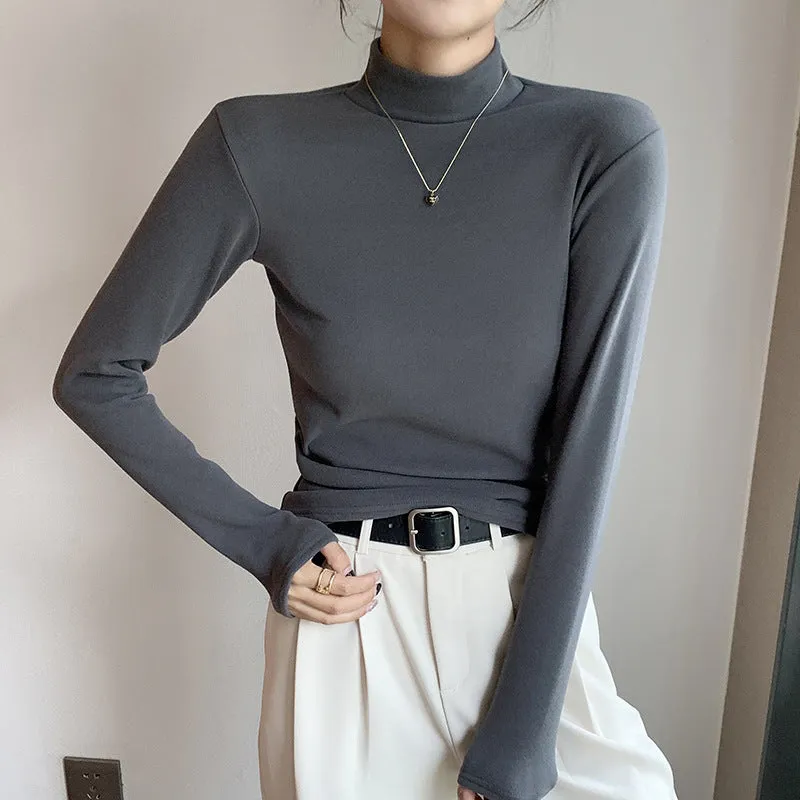 Victoria™ | Long Sleeve Cozy Luxury Velvet Turtleneck Top