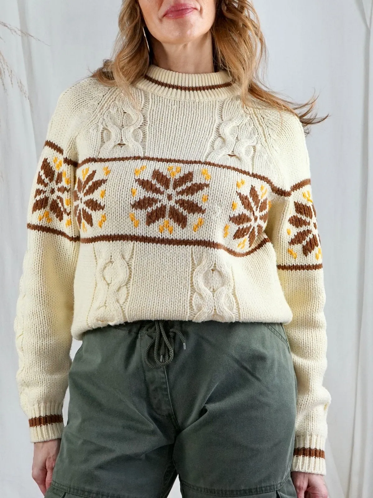 Vintage Snowflake Ski Lodge Sweater