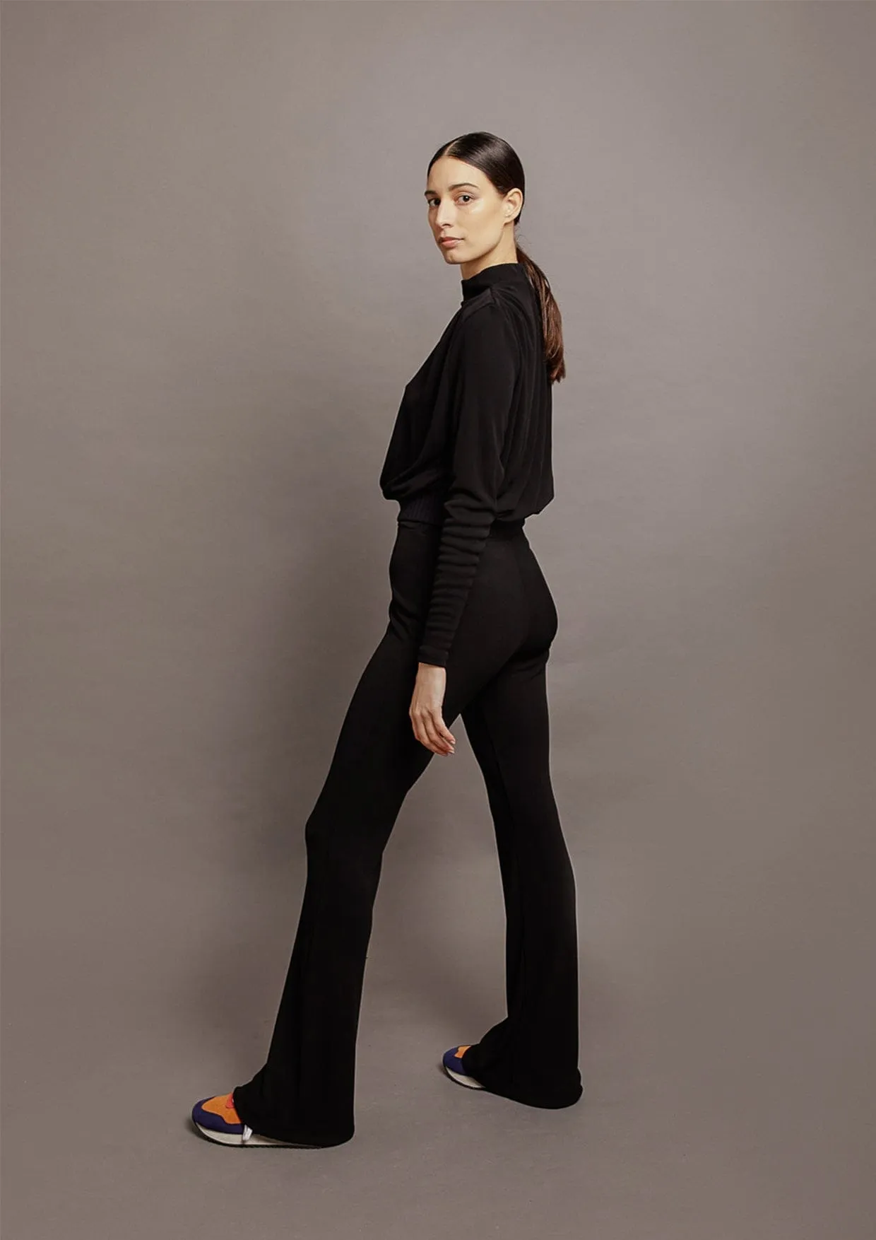 Viola Fitted Ribbed Flared Trousers