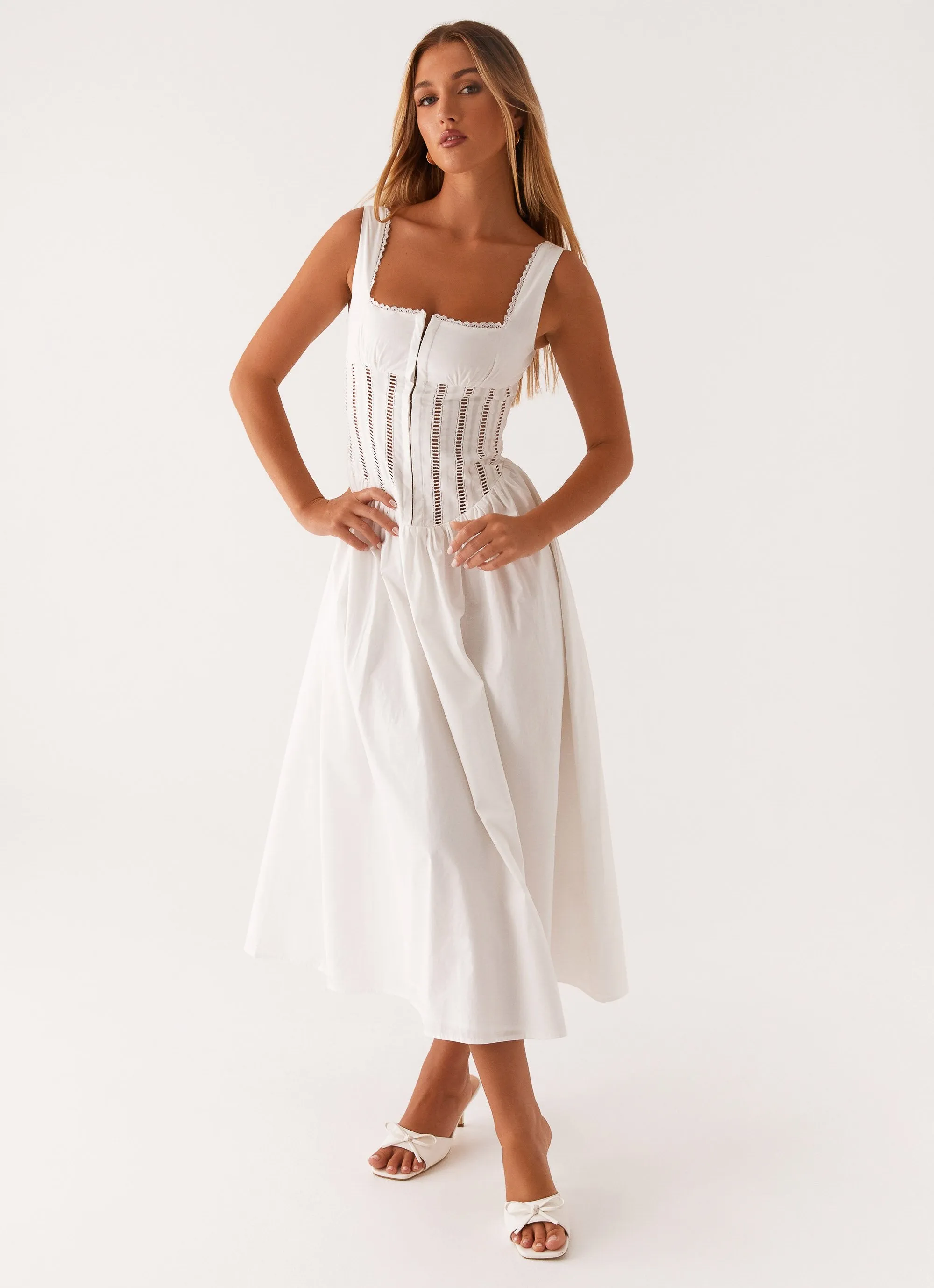 Waiting On You Midi Dress - White