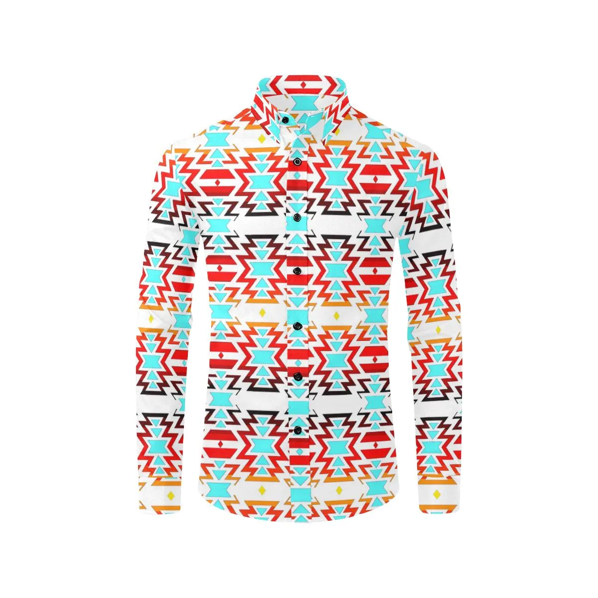 White Fire and Turquoise Dress Shirt