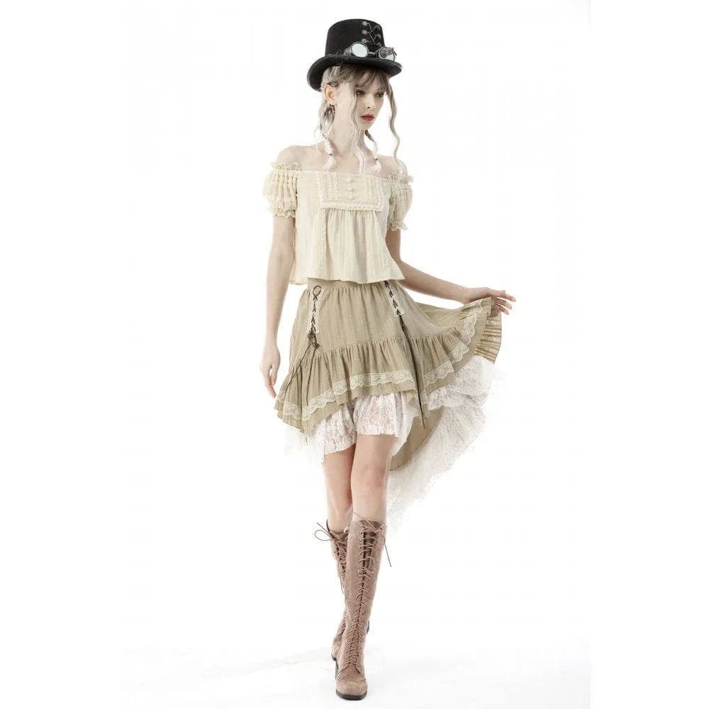 Women's Steampunk Gothic Layered Dovetail Skirt Victorian Ruffles Pirate Skirt