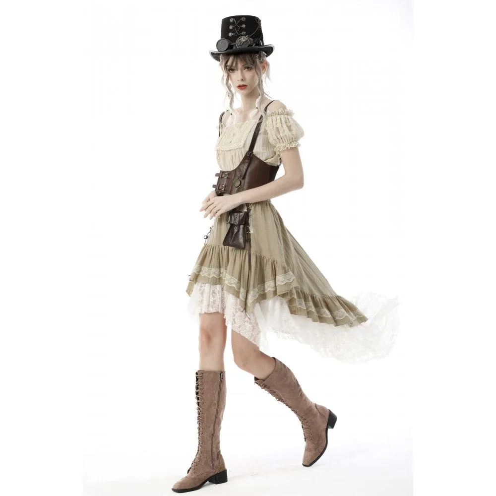 Women's Steampunk Gothic Layered Dovetail Skirt Victorian Ruffles Pirate Skirt