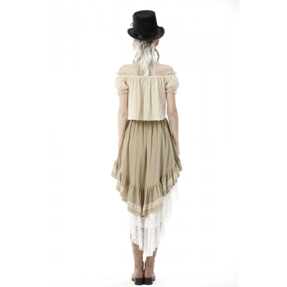 Women's Steampunk Gothic Layered Dovetail Skirt Victorian Ruffles Pirate Skirt