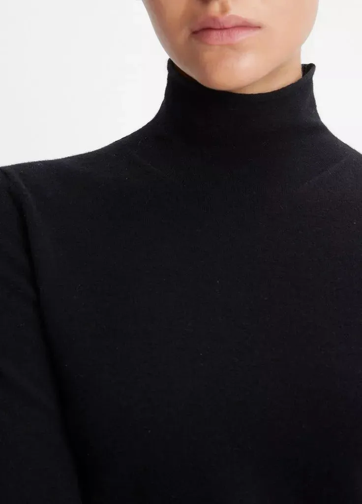 Wool-Blend Slim Turtleneck Sweater - Black