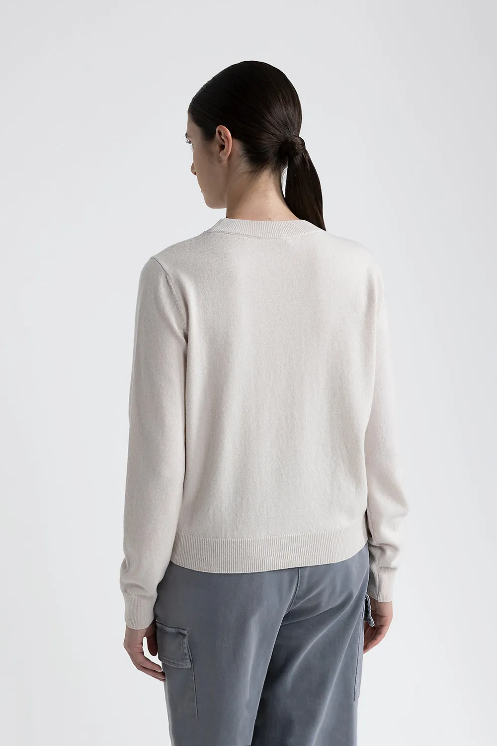 Wool, silk and cashmere crew neck sweater