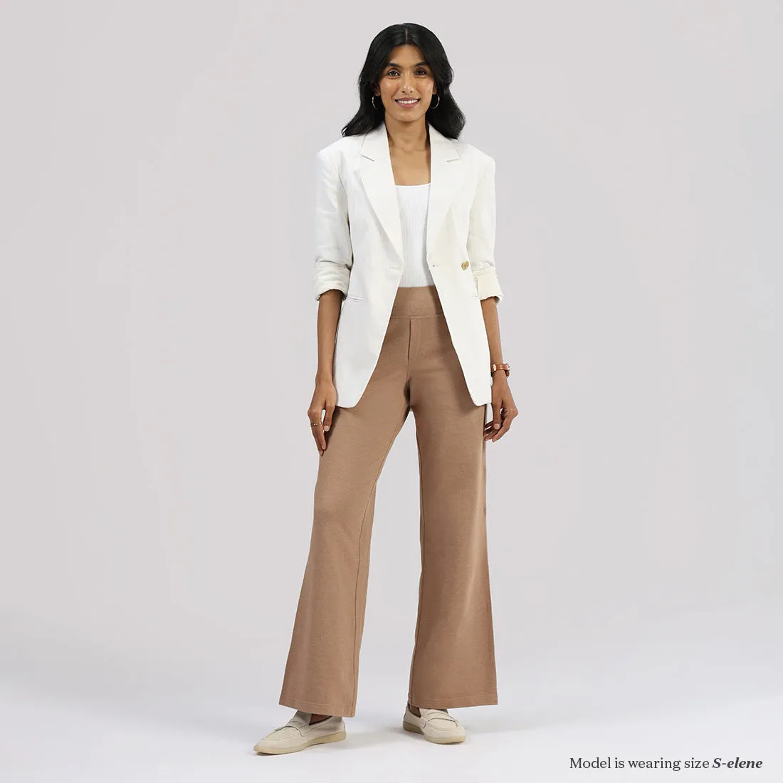 Work-To-Wine Twill Wide Leg Flare Pants