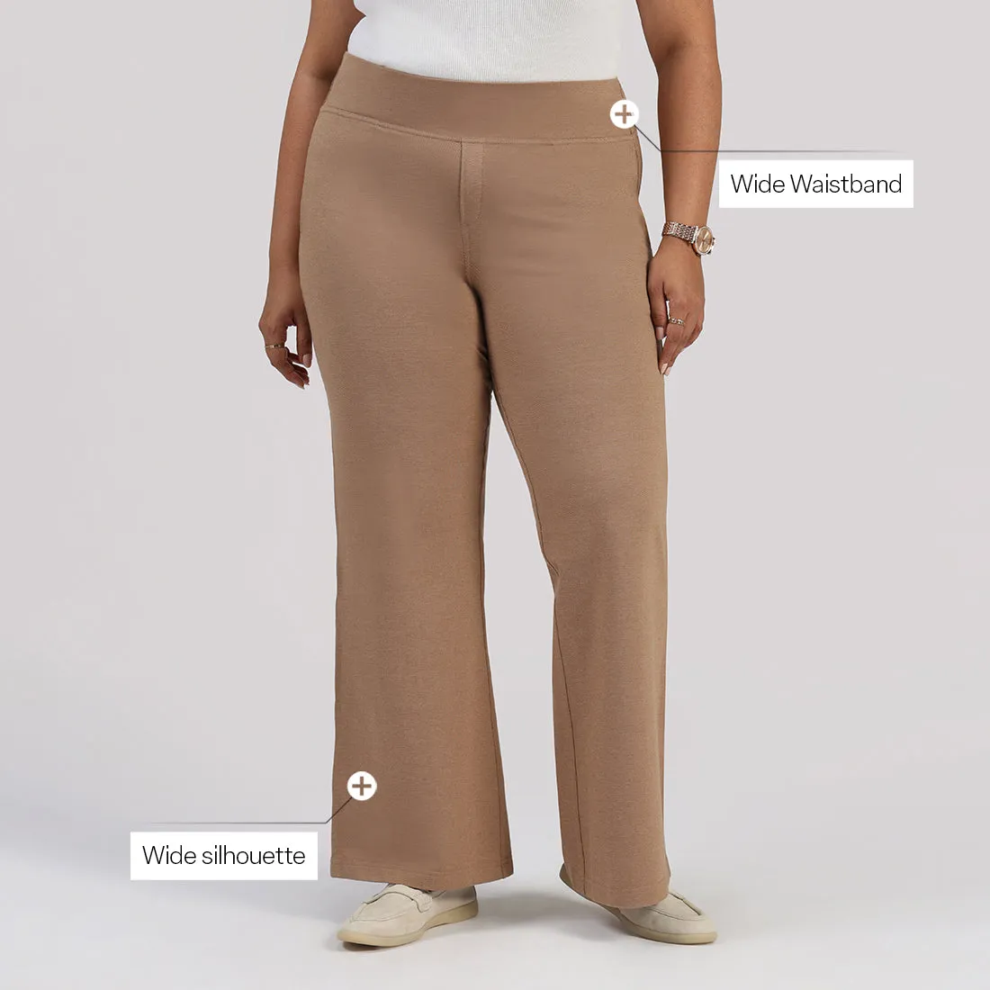 Work-To-Wine Twill Wide Leg Flare Pants