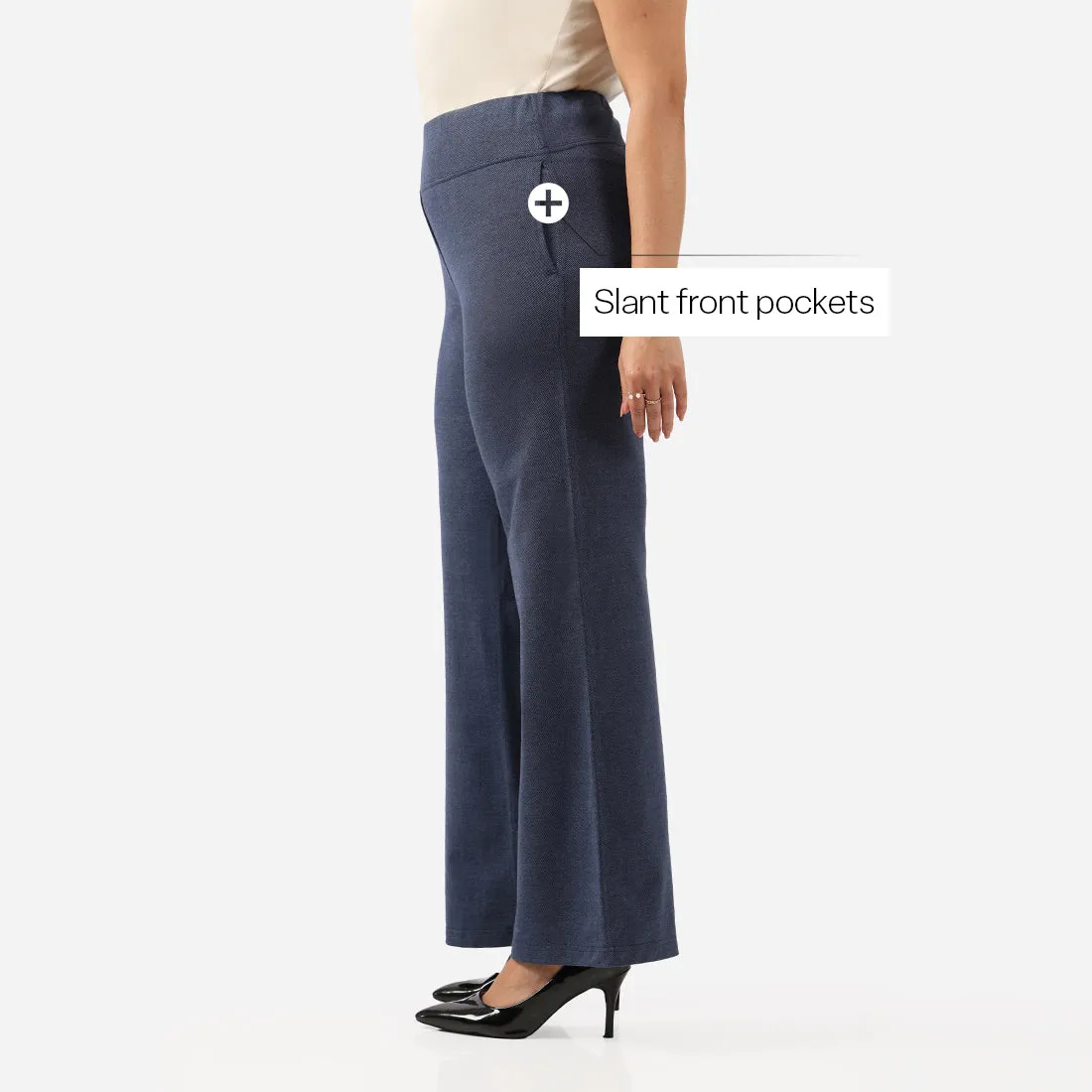 Work-To-Wine Twill Wide Leg Flare Pants