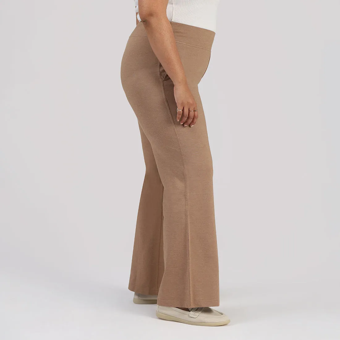 Work-To-Wine Twill Wide Leg Flare Pants