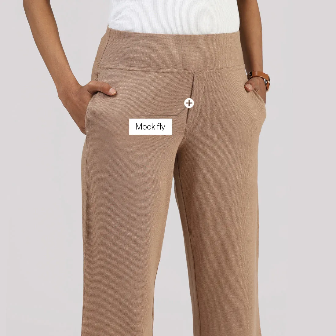 Work-To-Wine Twill Wide Leg Flare Pants