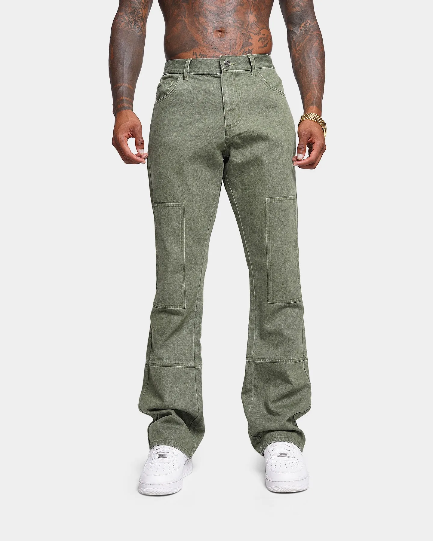 XXIII Oliver Washed Flared Jeans Olive