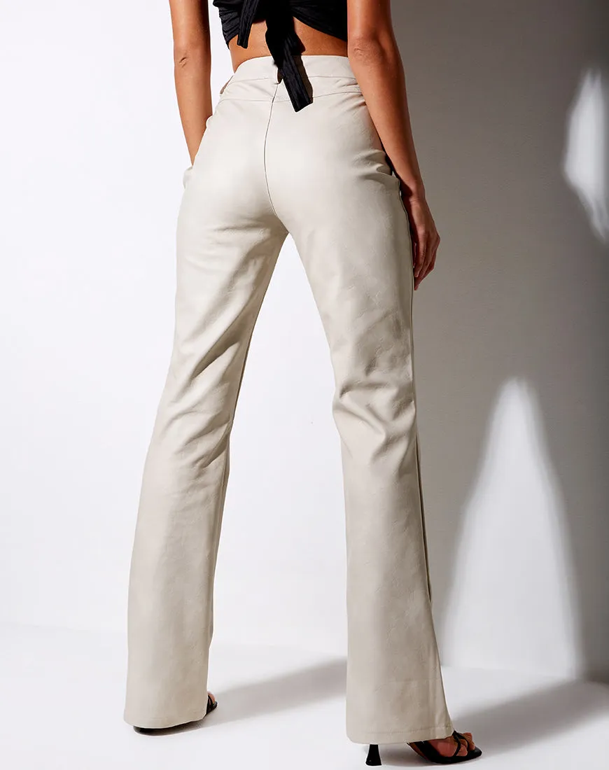 Zoven Flare Trouser in Matte PU Stone